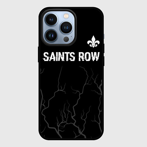 Чехол iPhone 13 Pro Saints Row glitch на темном фоне: символ сверху / 3D-Черный – фото 1