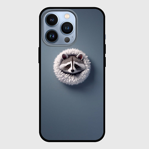 Чехол iPhone 13 Pro Мордочка маленького енота / 3D-Черный – фото 1