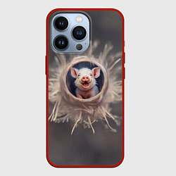 Чехол для iPhone 13 Pro Мордочка забавного поросёнка, цвет: 3D-красный