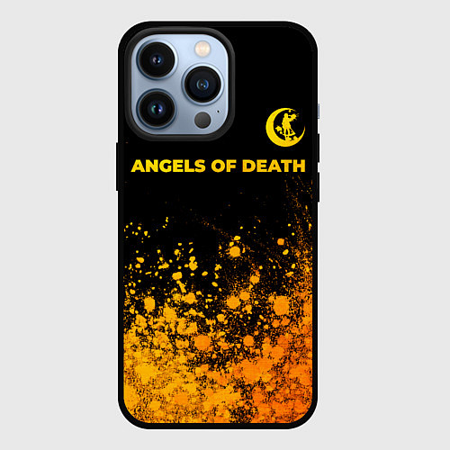 Чехол iPhone 13 Pro Angels of Death - gold gradient: символ сверху / 3D-Черный – фото 1