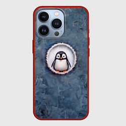 Чехол для iPhone 13 Pro Маленький забавный пингвинчик, цвет: 3D-красный