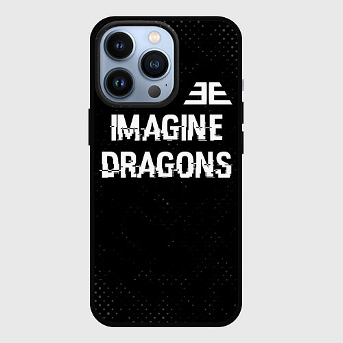 Чехол iPhone 13 Pro Imagine Dragons glitch на темном фоне: символ свер / 3D-Черный – фото 1