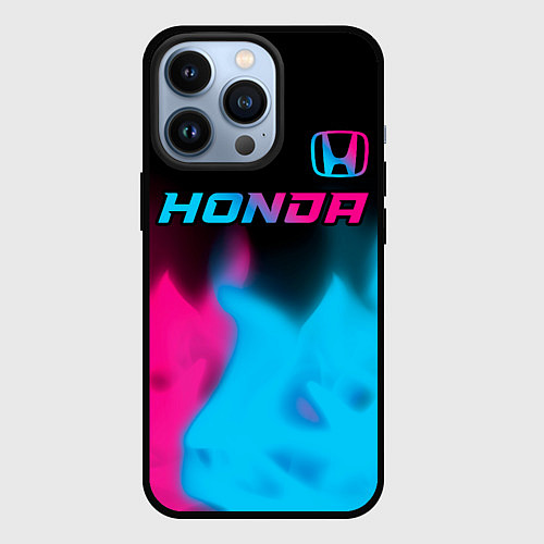 Чехол iPhone 13 Pro Honda - neon gradient: символ сверху / 3D-Черный – фото 1