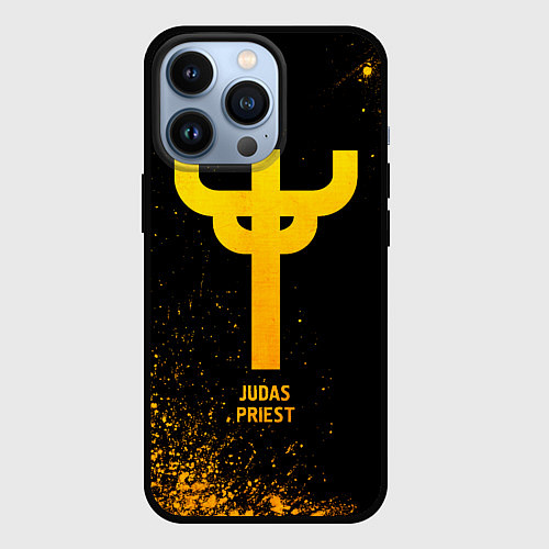 Чехол iPhone 13 Pro Judas Priest - gold gradient / 3D-Черный – фото 1