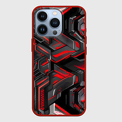 Чехол для iPhone 13 Pro Красная кибер-броня, цвет: 3D-красный