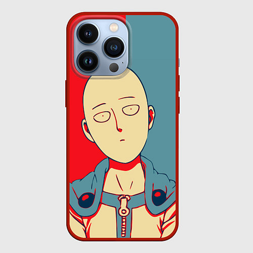 Чехол iPhone 13 Pro Saitama hero face / 3D-Красный – фото 1