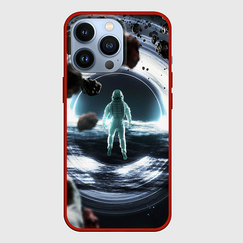 Чехол iPhone 13 Pro Black hole astronaut / 3D-Красный – фото 1