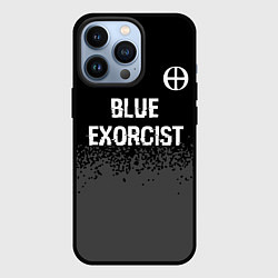 Чехол iPhone 13 Pro Blue Exorcist glitch на темном фоне: символ сверху