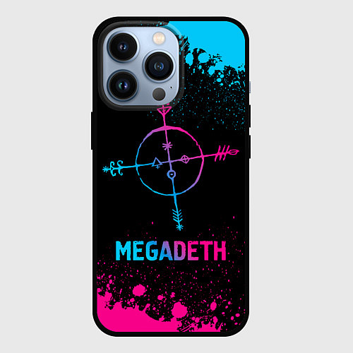 Чехол iPhone 13 Pro Megadeth - neon gradient / 3D-Черный – фото 1