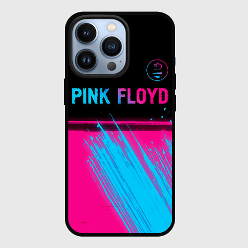 Чехол iPhone 13 Pro Pink Floyd - neon gradient: символ сверху / 3D-Черный – фото 1