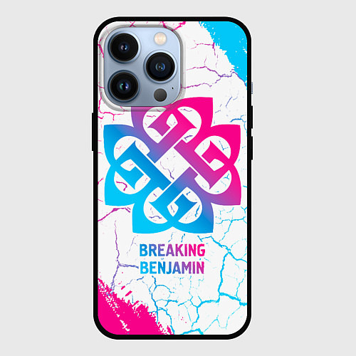 Чехол iPhone 13 Pro Breaking Benjamin neon gradient style / 3D-Черный – фото 1