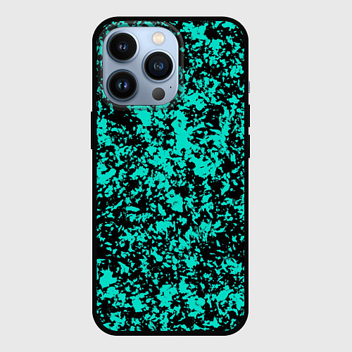 Чехол iPhone 13 Pro Ярко-голубой пятнистый / 3D-Черный – фото 1