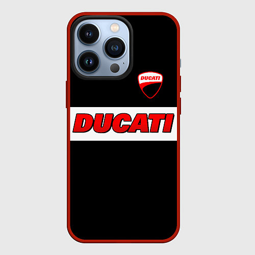 Чехол iPhone 13 Pro Ducati motors - черный / 3D-Красный – фото 1