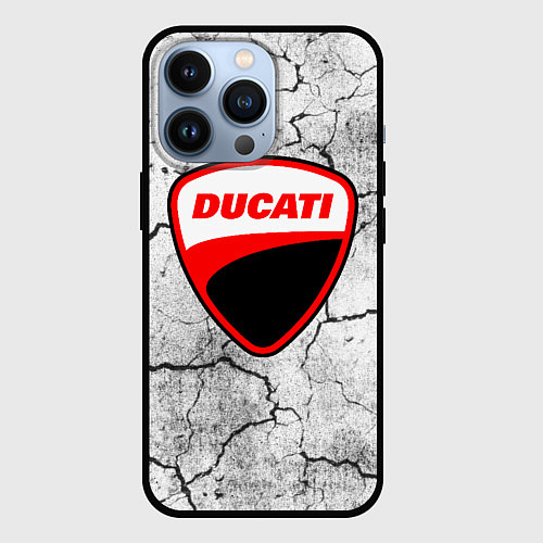Чехол iPhone 13 Pro Ducati - потресканная земля / 3D-Черный – фото 1
