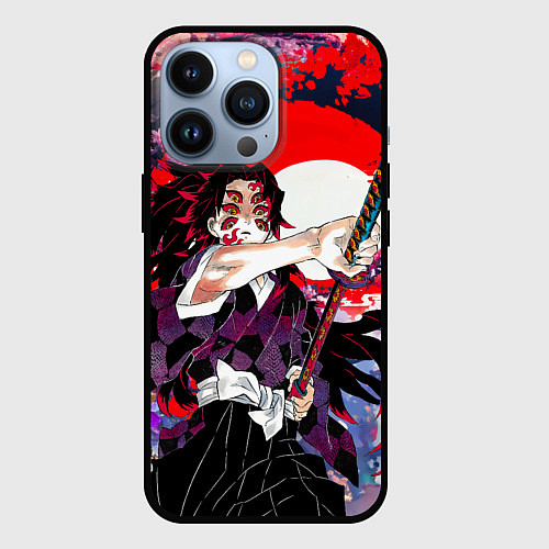 Чехол iPhone 13 Pro Кокушибо первая луна - Клинок рассекающий демонов / 3D-Черный – фото 1