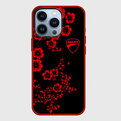 Чехол iPhone 13 Pro Ducati - red flowers