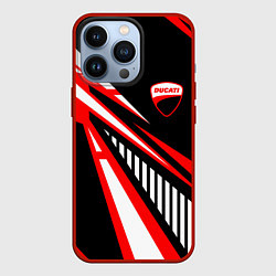 Чехол iPhone 13 Pro Ducati- красные абстрактные фигуры