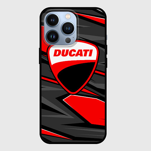 Чехол iPhone 13 Pro Ducati - red stripes / 3D-Черный – фото 1