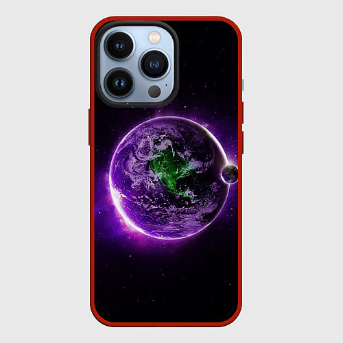 Чехол iPhone 13 Pro Планета - космос / 3D-Красный – фото 1