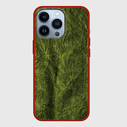 Чехол для iPhone 13 Pro Мятая зеленая ткань, цвет: 3D-красный