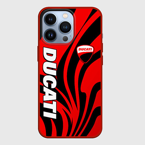 Чехол iPhone 13 Pro Ducati - red stripes / 3D-Красный – фото 1