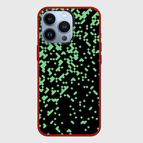 Чехол iPhone 13 Pro Green pixel / 3D-Красный – фото 1