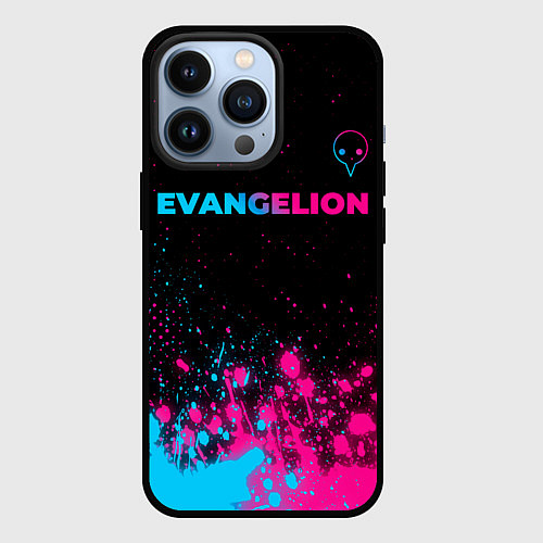 Чехол iPhone 13 Pro Evangelion - neon gradient: символ сверху / 3D-Черный – фото 1