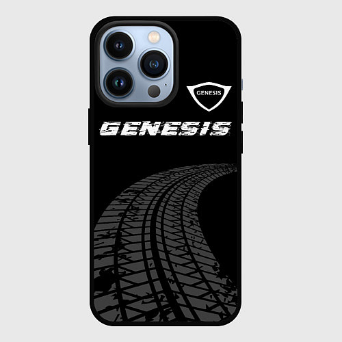 Чехол iPhone 13 Pro Genesis speed на темном фоне со следами шин: симво / 3D-Черный – фото 1