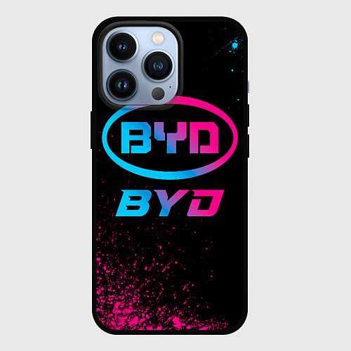 Чехол iPhone 13 Pro BYD - neon gradient / 3D-Черный – фото 1