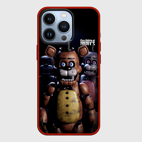 Чехол iPhone 13 Pro Five Nights at Freddys персонажи / 3D-Красный – фото 1