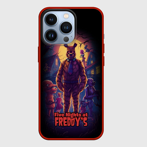 Чехол iPhone 13 Pro Five Nights at Freddys horror / 3D-Красный – фото 1