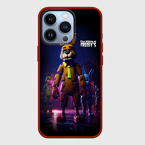 Чехол iPhone 13 Pro Five Nights at Freddys horror / 3D-Красный – фото 1