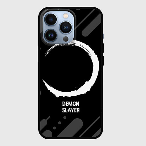 Чехол iPhone 13 Pro Demon Slayer glitch на темном фоне / 3D-Черный – фото 1