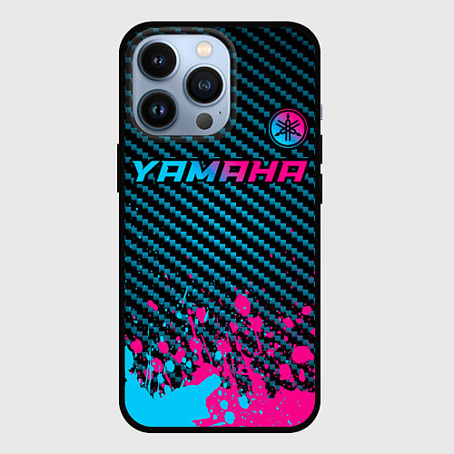 Чехол iPhone 13 Pro Yamaha - neon gradient: символ сверху / 3D-Черный – фото 1