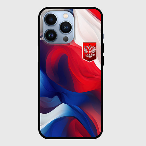 Чехол iPhone 13 Pro Красный герб России / 3D-Черный – фото 1