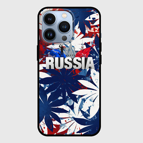 Чехол iPhone 13 Pro Russia лепестки / 3D-Черный – фото 1