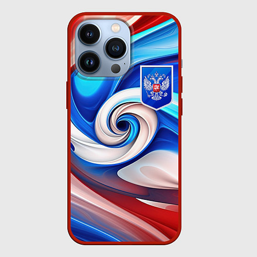 Чехол iPhone 13 Pro Абстракция герб России / 3D-Красный – фото 1