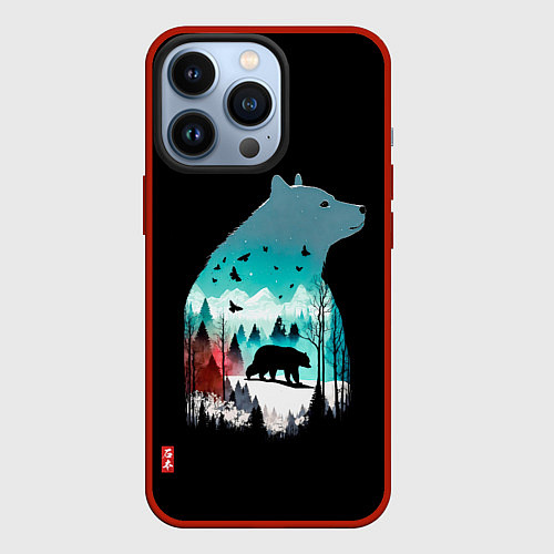 Чехол iPhone 13 Pro Призрачный гризли / 3D-Красный – фото 1