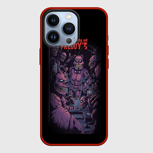 Чехол iPhone 13 Pro Five Nights at Freddys poster / 3D-Красный – фото 1