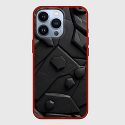 Чехол для iPhone 13 Pro Черные объемные вставки, цвет: 3D-красный