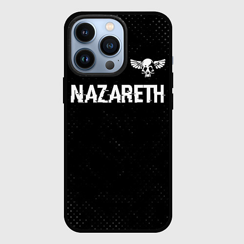 Чехол iPhone 13 Pro Nazareth glitch на темном фоне: символ сверху / 3D-Черный – фото 1