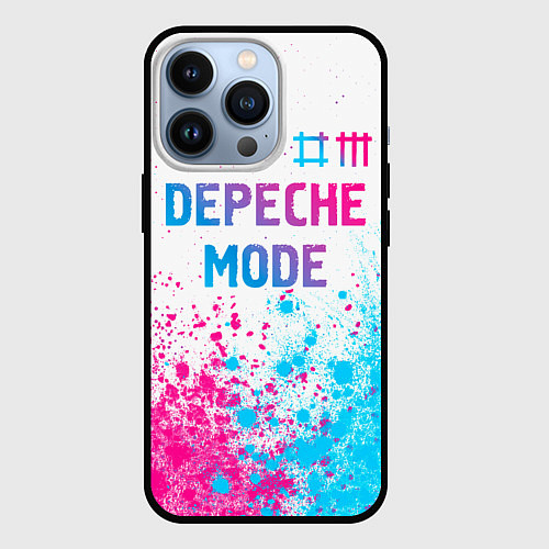 Чехол iPhone 13 Pro Depeche Mode neon gradient style: символ сверху / 3D-Черный – фото 1