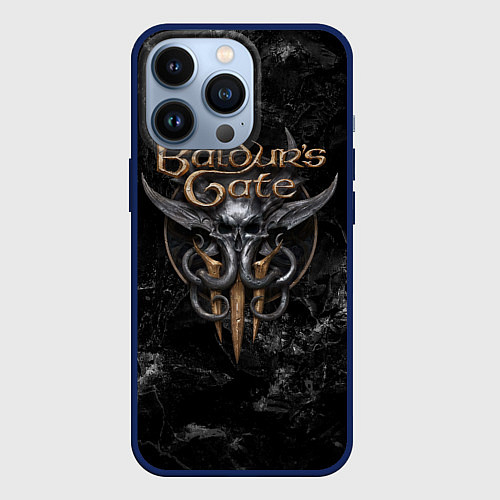 Чехол iPhone 13 Pro Baldurs Gate 3 dark logo / 3D-Тёмно-синий – фото 1