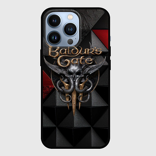 Чехол iPhone 13 Pro Baldurs Gate 3 logo red black / 3D-Черный – фото 1