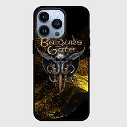 Чехол iPhone 13 Pro Baldurs Gate 3 logo gold black