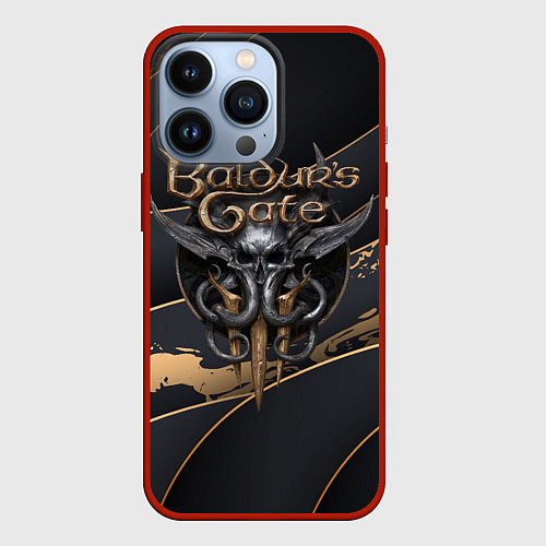 Чехол iPhone 13 Pro Baldurs Gate 3 logo dark logo / 3D-Красный – фото 1