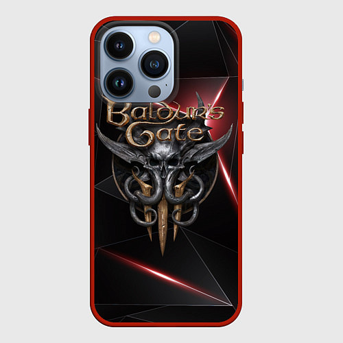 Чехол iPhone 13 Pro Baldurs Gate 3 logo black red / 3D-Красный – фото 1