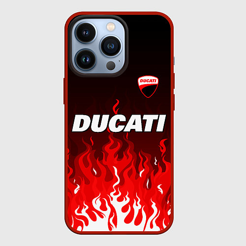 Чехол iPhone 13 Pro Ducati- красное пламя / 3D-Красный – фото 1