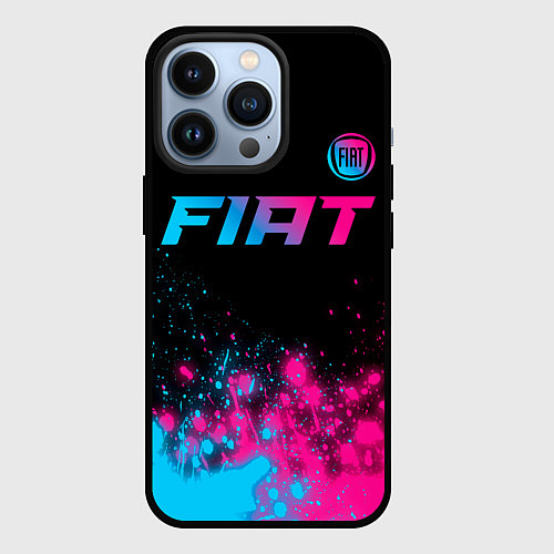 Чехол iPhone 13 Pro Fiat - neon gradient: символ сверху / 3D-Черный – фото 1