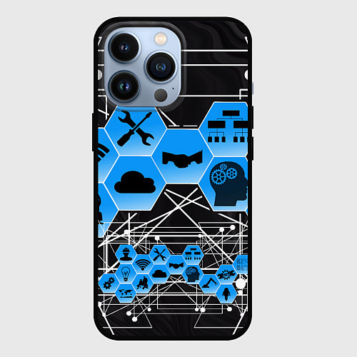 Чехол iPhone 13 Pro Виртуальный мир / 3D-Черный – фото 1